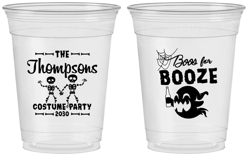 Custom Halloween 16 oz Soft Sided Clear Cups - Boos And Booze | 250058