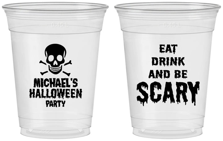Custom Halloween 16 oz Soft Sided Clear Cups - Eat Drink Be Scary | 250059