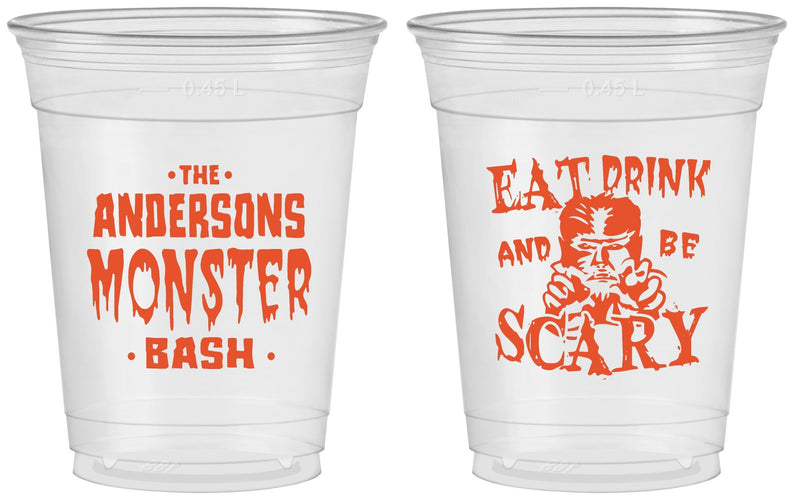 Custom Halloween 16 oz Soft Sided Clear Cups - Werewolf Monster | 250064