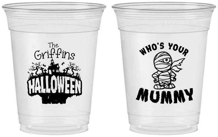 Custom Halloween 16 oz Soft Sided Clear Cups - Whos Your Mummy | 250067