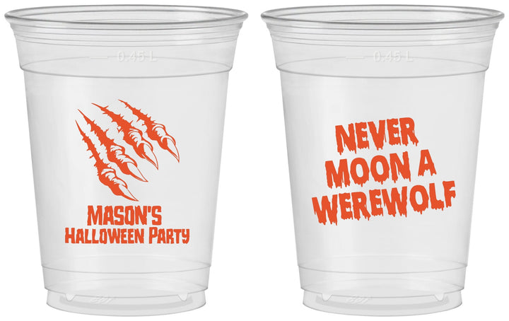Custom Halloween 16 oz Soft Sided Clear Cups - Werewolf | 250068