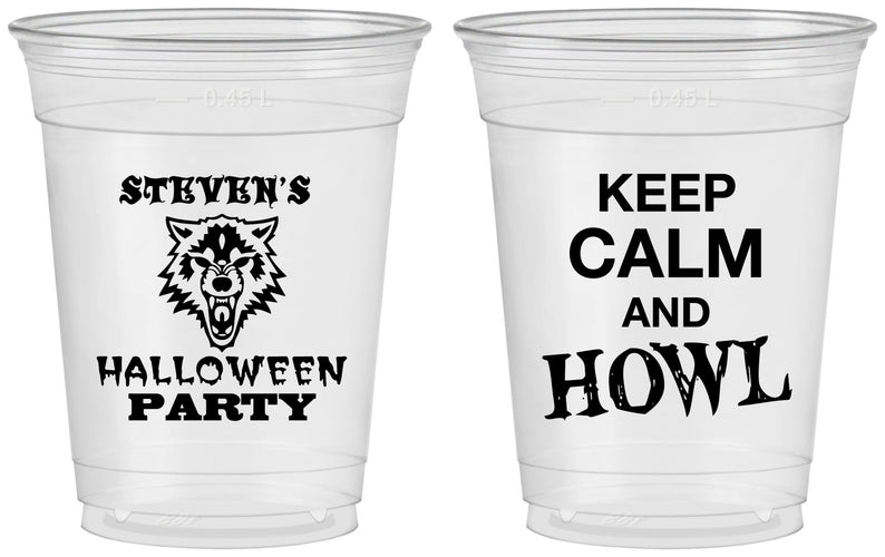 Custom Halloween 16 oz Soft Sided Clear Cups - Howl | 250069