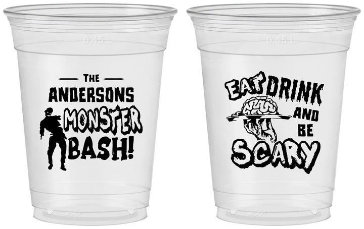 Custom Halloween 16 oz Soft Sided Clear Cups - Eat Drink Be Scary | 250070