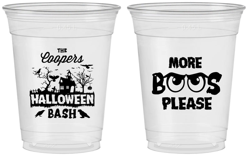 Custom Halloween 16 oz Soft Sided Clear Cups - Haunted House | 250075