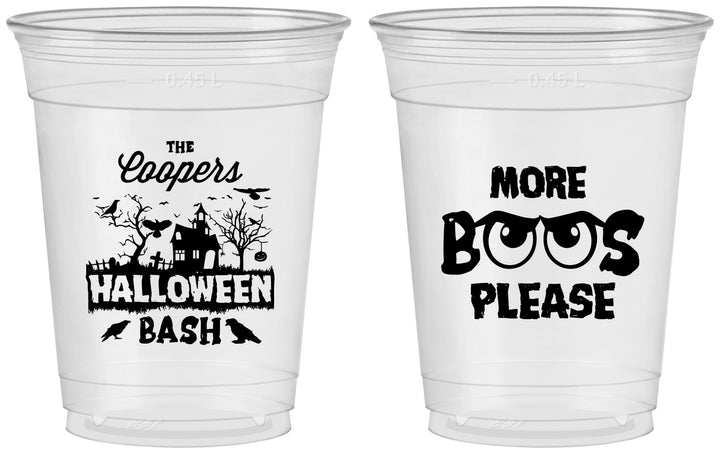 Custom Halloween 16 oz Soft Sided Clear Cups - Haunted House | 250075