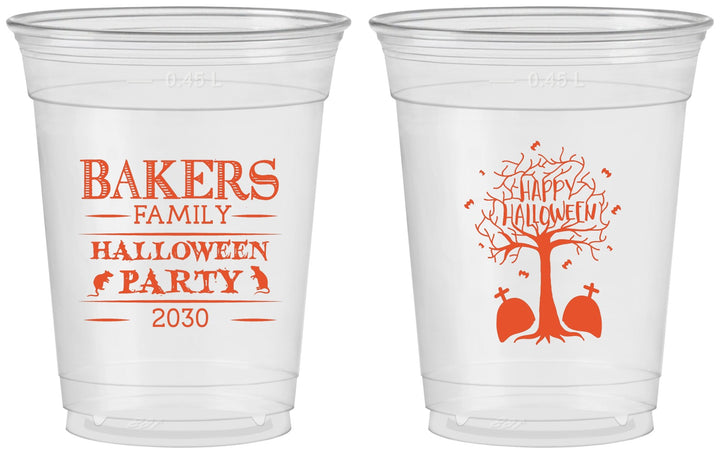 Custom Halloween 16 oz Soft Sided Clear Cups - Graveyard Shift | 250076