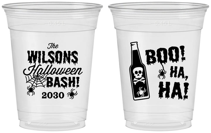 Custom Halloween 16 oz Soft Sided Clear Cups - Boo Skeleton | 250078