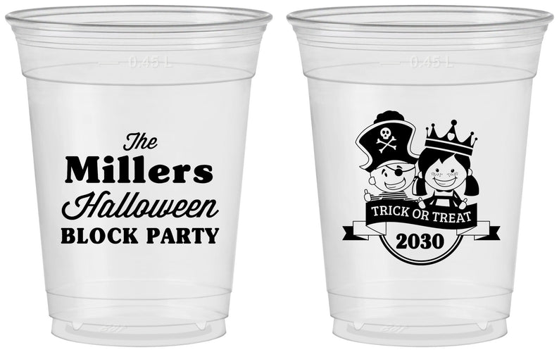 Custom Halloween 16 oz Soft Sided Clear Cups - Trick Or Treat | 250079