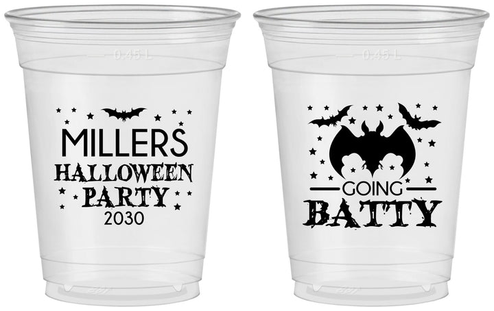 Custom Halloween 16 oz Soft Sided Clear Cups - Bat | 250081