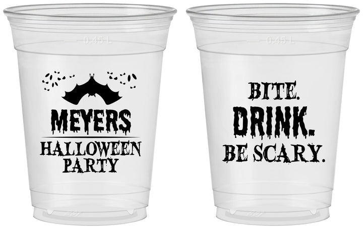 Custom Halloween 16 oz Soft Sided Clear Cups - Bite Drink Be Scary | 250082