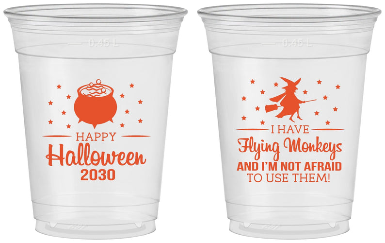 Custom Halloween 16 oz Soft Sided Clear Cups - Witch | 250084