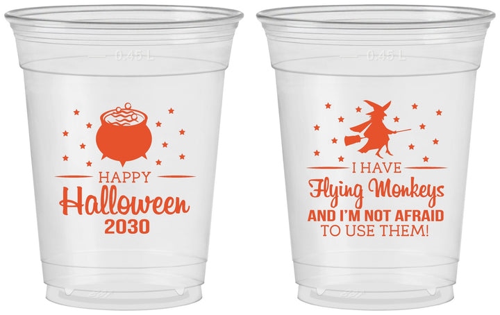 Custom Halloween 16 oz Soft Sided Clear Cups - Witch | 250084