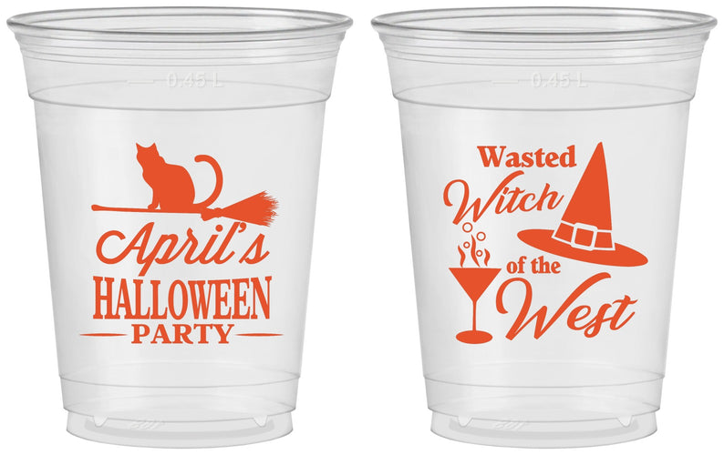 Custom Halloween 16 oz Soft Sided Clear Cups - Witch | 250088