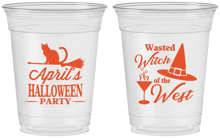 Custom Halloween 16 oz Soft Sided Clear Cups - Witch | 250088