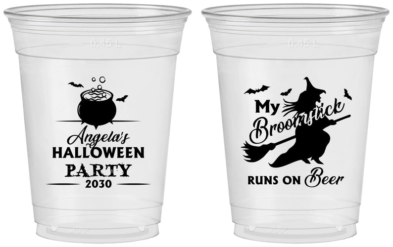 Custom Halloween 16 oz Soft Sided Clear Cups - Witch | 250090