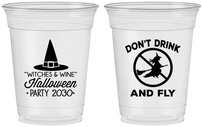 Custom Halloween 16 oz Soft Sided Clear Cups - Witch | 250093
