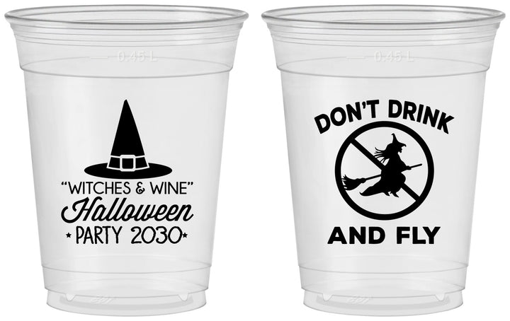 Custom Halloween 16 oz Soft Sided Clear Cups - Witch | 250093