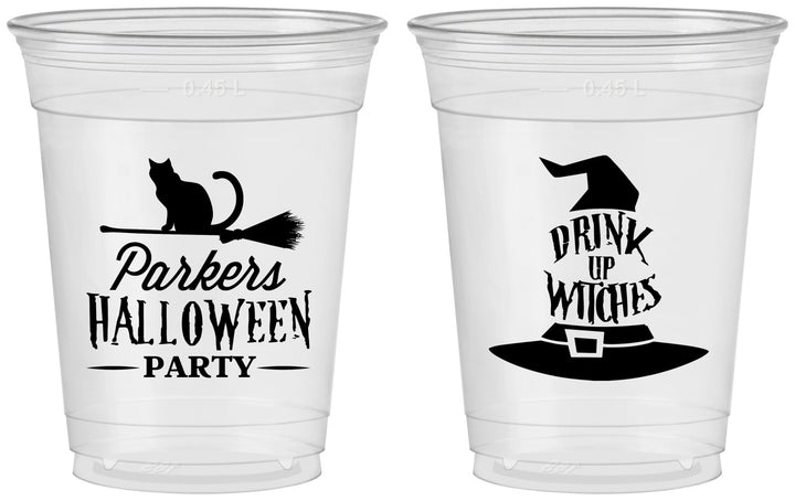 Custom Halloween 16 oz Soft Sided Clear Cups - Drink Up Witches | 250094