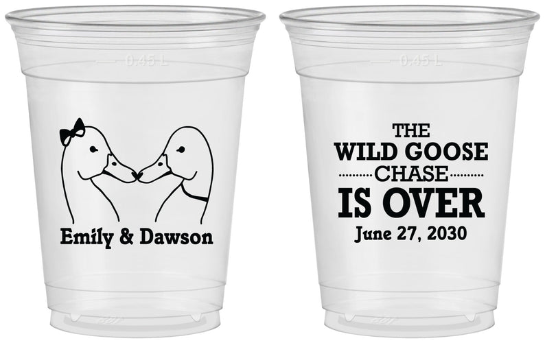 Custom Wedding 16 oz Soft Sided Clear Cups - Wild Goose | 251