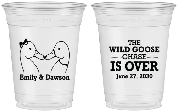 Custom Wedding 16 oz Soft Sided Clear Cups - Wild Goose | 251