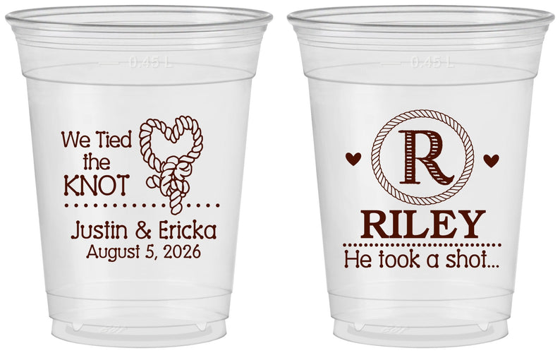 Custom Wedding 16 oz Soft Sided Clear Cups - We Tied The Knot | 260
