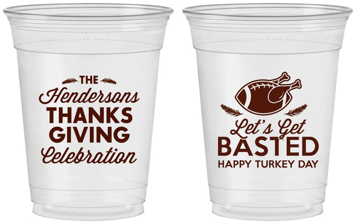 Custom Thanksgiving 16 oz Soft Sided Clear Cups - Lets Get Basted | 260003