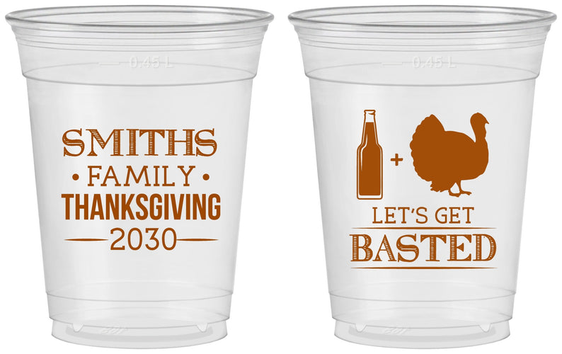 Custom Thanksgiving 16 oz Soft Sided Clear Cups - Lets Get Basted | 260008