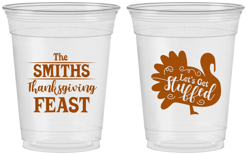 Custom Thanksgiving 16 oz Soft Sided Clear Cups - Lets Get Stuffed | 260020