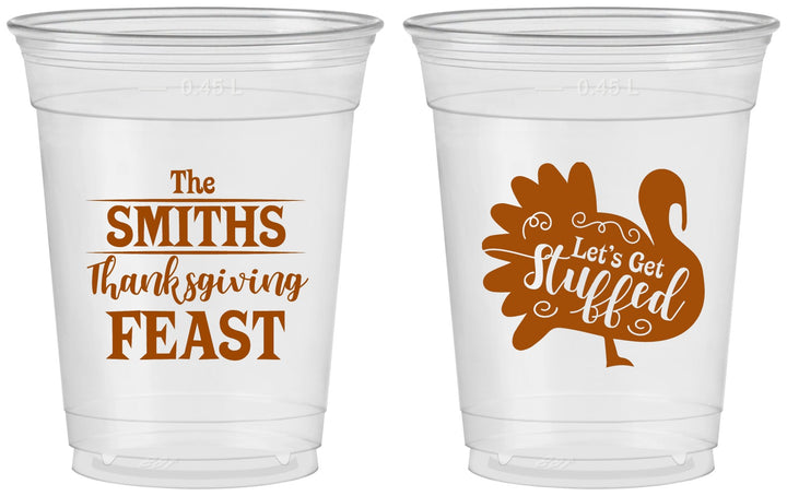 Custom Thanksgiving 16 oz Soft Sided Clear Cups - Lets Get Stuffed | 260020