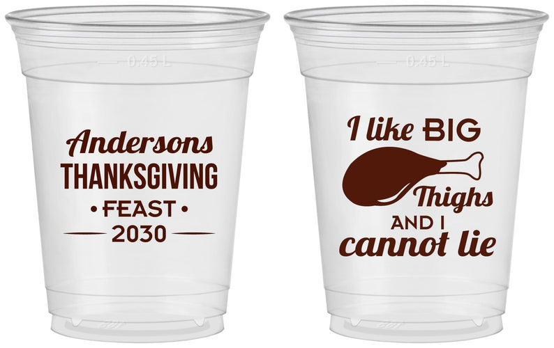 Custom Thanksgiving 16 oz Soft Sided Clear Cups - Big Thighs | 260023