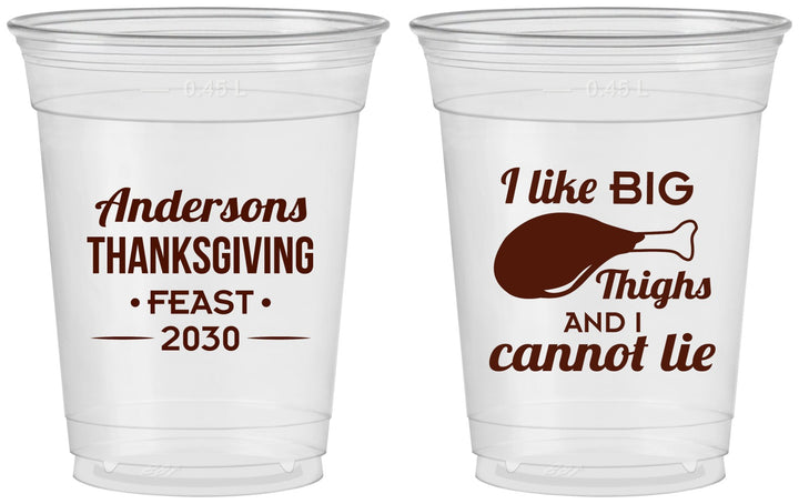 Custom Thanksgiving 16 oz Soft Sided Clear Cups - Big Thighs | 260023