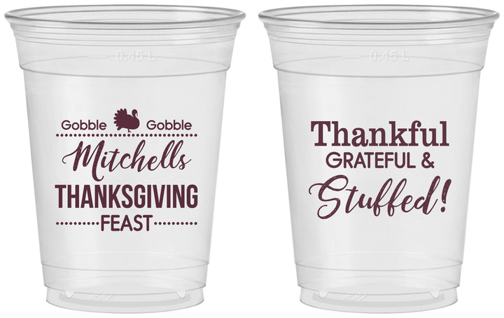 Custom Thanksgiving 16 oz Soft Sided Clear Cups - Thankful Stuffed | 260029