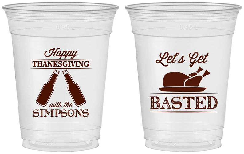 Custom Thanksgiving 16 oz Soft Sided Clear Cups - Lets Get Basted | 260039