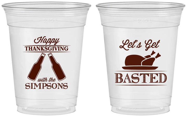 Custom Thanksgiving 16 oz Soft Sided Clear Cups - Lets Get Basted | 260039