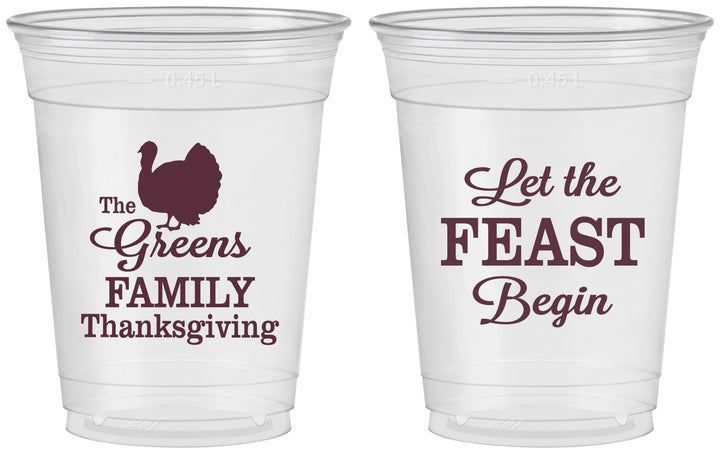 Custom Thanksgiving 16 oz Soft Sided Clear Cups - Let The Feast Begin | 260041