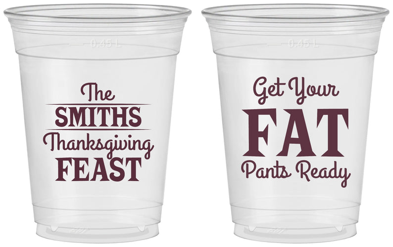 Custom Thanksgiving 16 oz Soft Sided Clear Cups - Fat Pants Ready | 260045