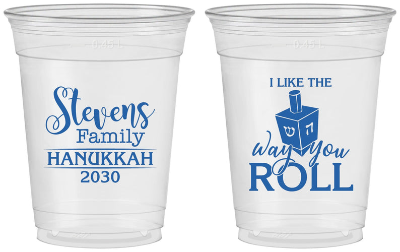 Custom Hanukkah 16 oz Soft Sided Clear Cups - Dreidel | 270002