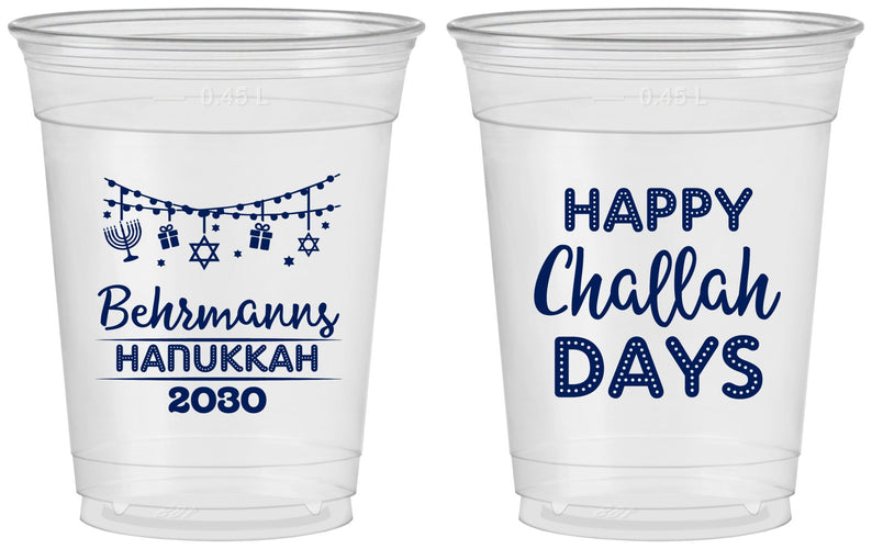 Custom Hanukkah 16 oz Soft Sided Clear Cups - Challah Days | 270003