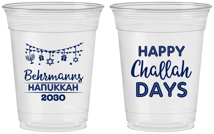 Custom Hanukkah 16 oz Soft Sided Clear Cups - Challah Days | 270003