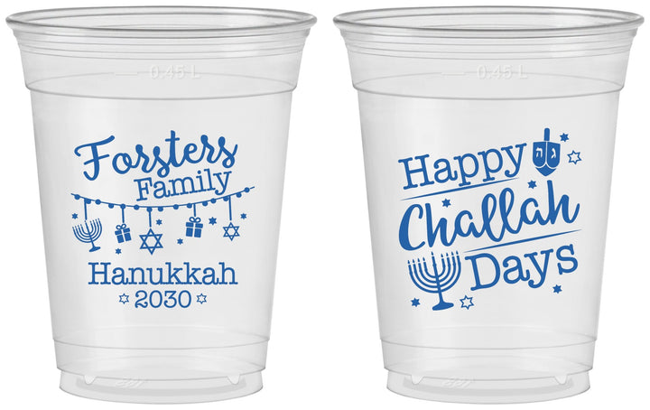 Custom Hanukkah 16 oz Soft Sided Clear Cups - Challah Days | 270004