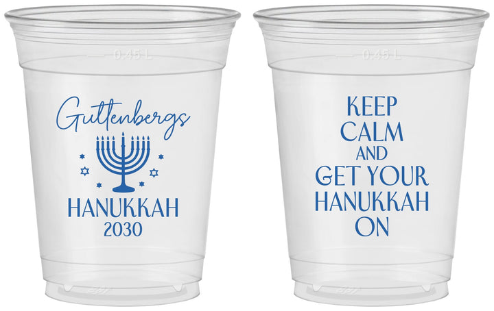 Custom Hanukkah 16 oz Soft Sided Clear Cups - Menorah | 270008