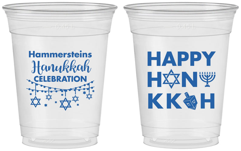 Custom Hanukkah 16 oz Soft Sided Clear Cups - Jewish | 270009