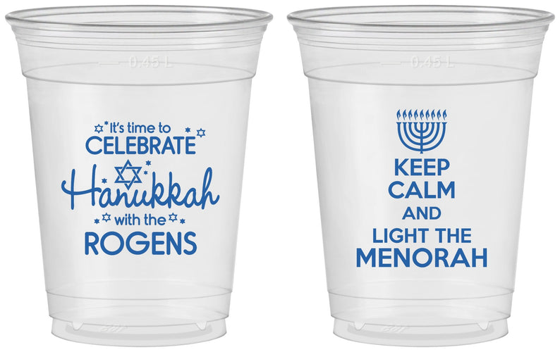 Custom Hanukkah 16 oz Soft Sided Clear Cups - Menorah | 270013