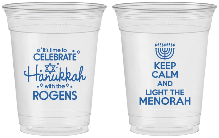 Custom Hanukkah 16 oz Soft Sided Clear Cups - Menorah | 270013