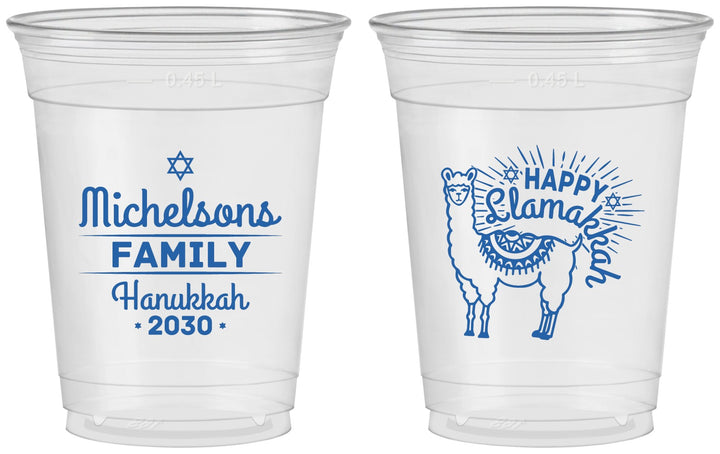 Custom Hanukkah 16 oz Soft Sided Clear Cups - Llamakkah | 270017