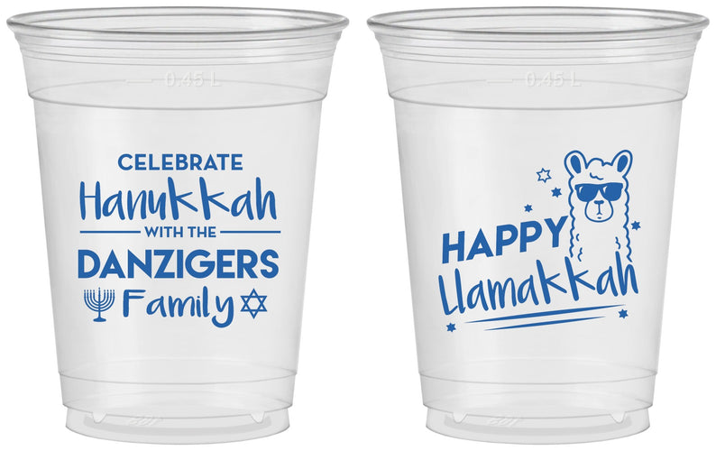Custom Hanukkah 16 oz Soft Sided Clear Cups - Llamakkah | 270018