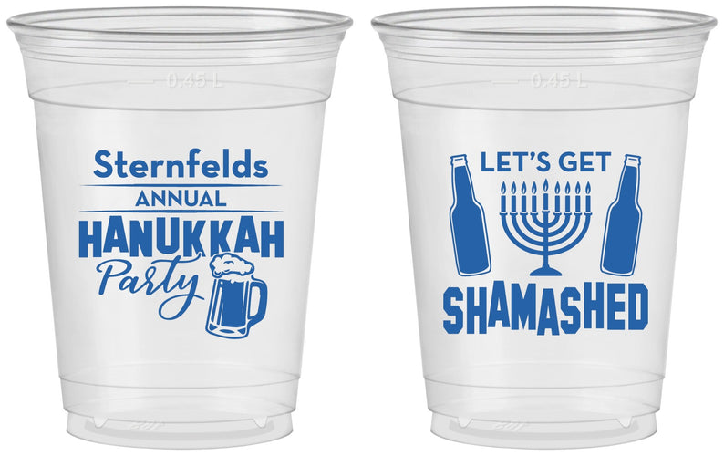 Custom Hanukkah 16 oz Soft Sided Clear Cups - Menorah | 270026