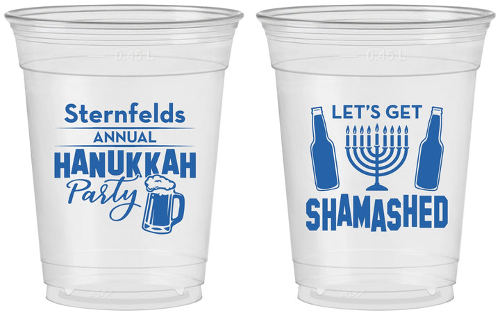 Custom Hanukkah 16 oz Soft Sided Clear Cups - Menorah | 270026