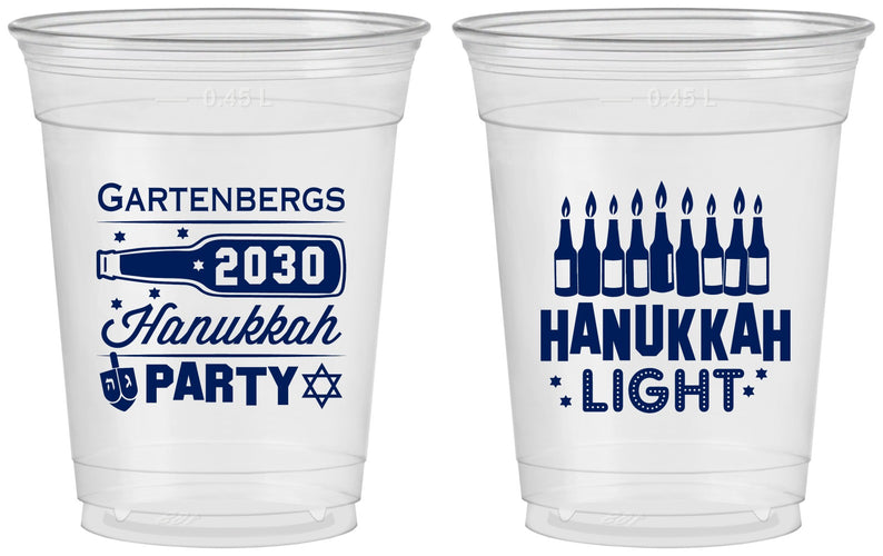 Custom Hanukkah 16 oz Soft Sided Clear Cups - Menorah | 270027