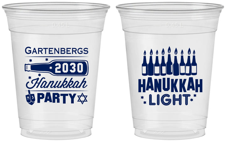 Custom Hanukkah 16 oz Soft Sided Clear Cups - Menorah | 270027